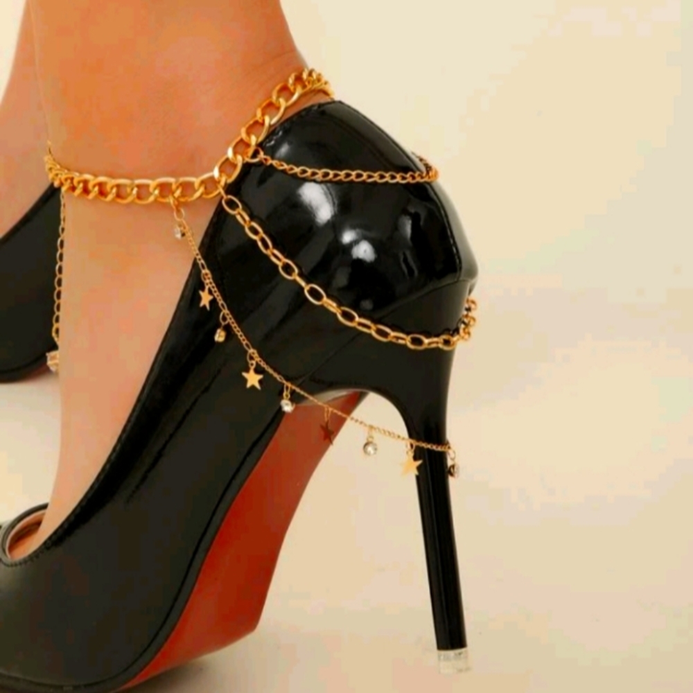 Women's Star Link Chain Anklet Set
